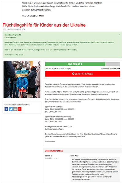 Spende von Uwe Ratz bei SWR1 Herzensache Spende von Uwe Ratz bei SWR1 Herzensache